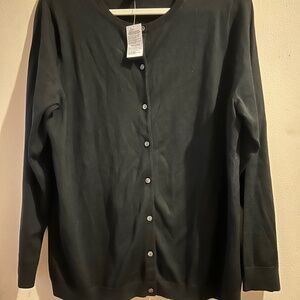Land's End Black Cardigan XL